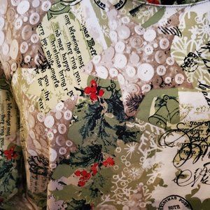 CJ Banks 5X Green/Tan Holiday Print Top